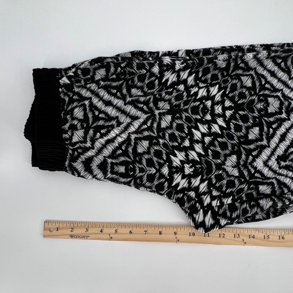 Sanctuary Womens Wide Leg Palazzo Pant Size M Black White Geometric Pull On Boho - Picture 7 of 9